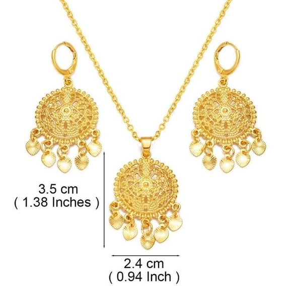 New- Gold Jewelry Set for Women, Dubai Gold Plated Jewelry Set, Gold Necklace - Picture 4 of 6